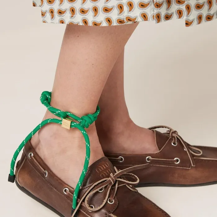 Women Bracelets Miu Miu Cord And Nylon Bracelet Emerald Green Women Bracelets Miu Miu Cord And Nylon Bracelet Emerald Green