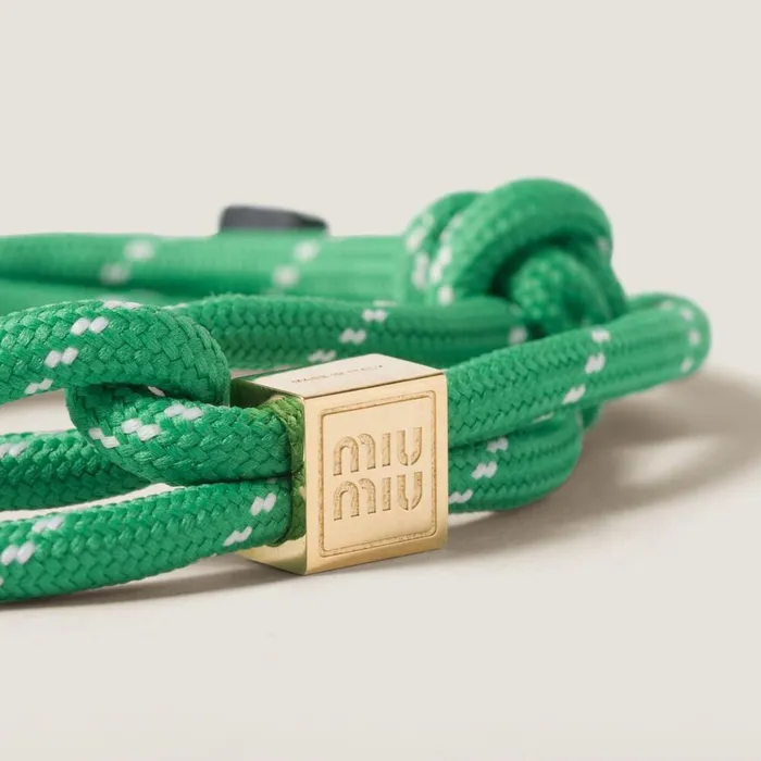 Women Bracelets Miu Miu Cord And Nylon Bracelet Emerald Green Women Bracelets Miu Miu Cord And Nylon Bracelet Emerald Green