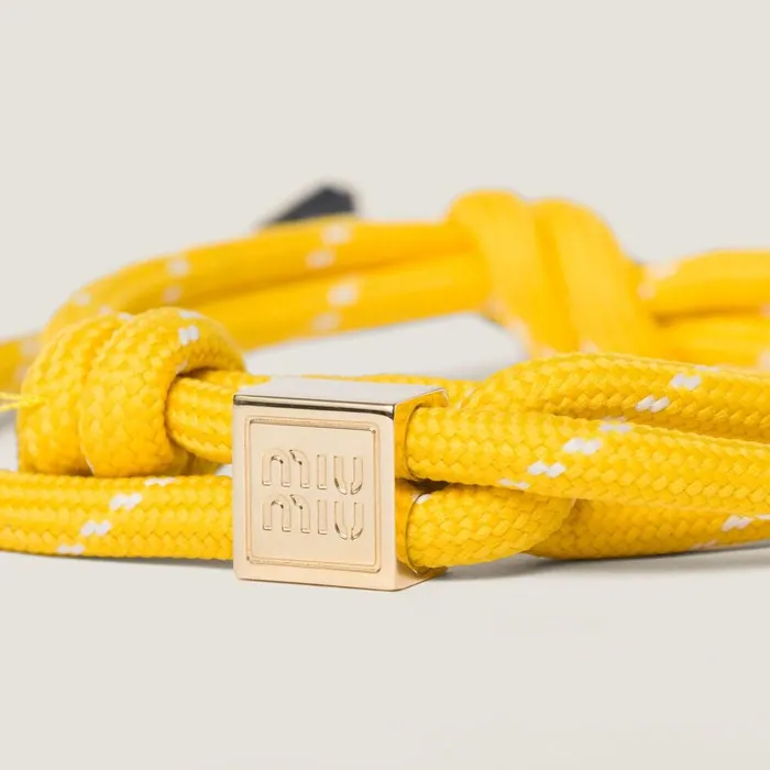 Women Bracelets Miu Miu Cord And Nylon Bracelet Yellow Women Bracelets Miu Miu Cord And Nylon Bracelet Yellow