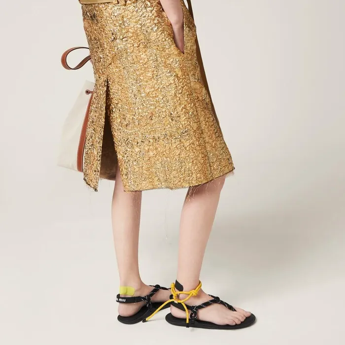 Women Bracelets Miu Miu Cord And Nylon Bracelet Yellow Women Bracelets Miu Miu Cord And Nylon Bracelet Yellow