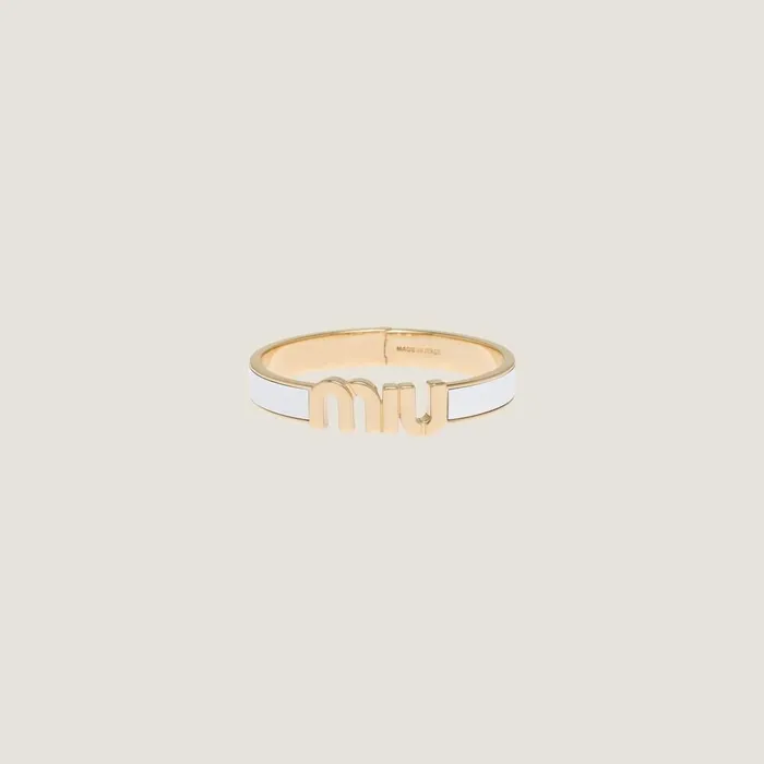 Women Bracelets Miu Miu Enameled Metal Bracelet White