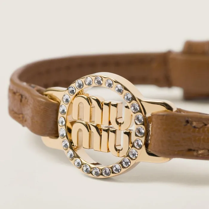 Women Bracelets Miu Miu Madras Leather Bracelet Caramel Women Bracelets Miu Miu Madras Leather Bracelet Caramel