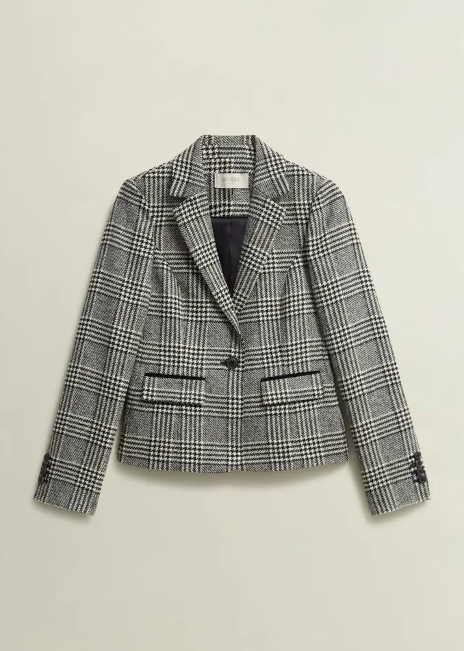 Women Brea Wool Jacket Black White Hobbs Coats and Jackets