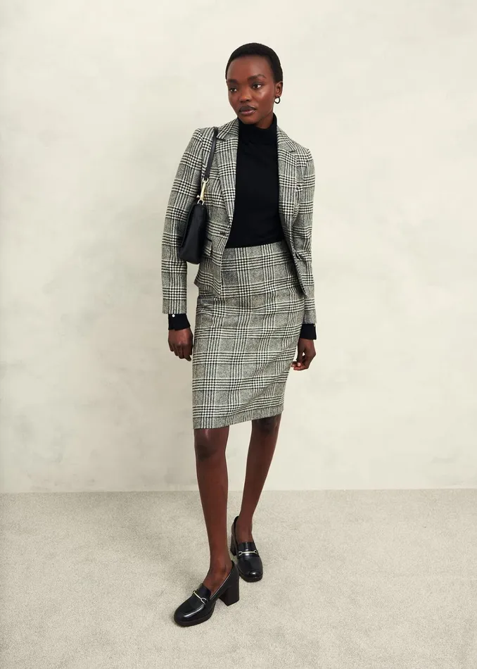 Women Brea Wool Jacket Black White Hobbs Coats and Jackets