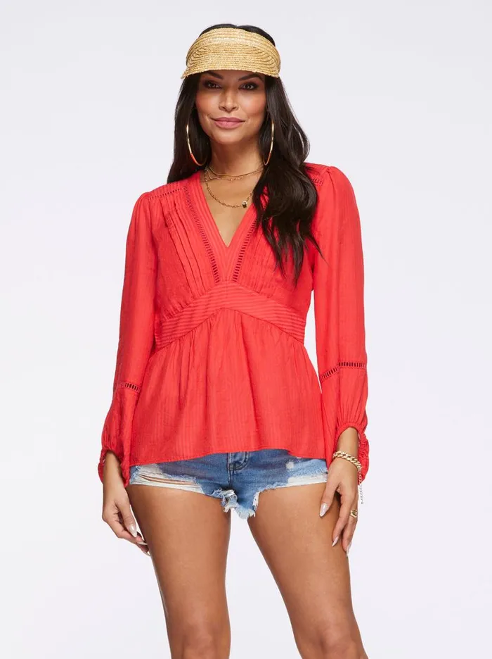 Women Briar Blouse In Hibiscus Jessica Simpson Tops and Tees