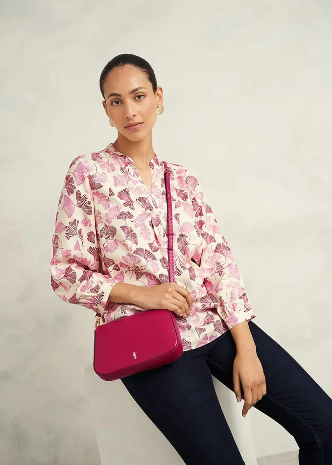 Women Briella Leather Crossbody Bag Cranberry Pink Hobbs Bags