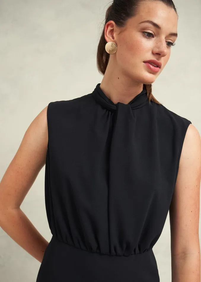 Women Camille Twist Neck Dress Black Hobbs Dresses and Jumpsuits