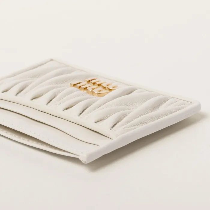 Women Card Holders Miu Miu Matelass Nappa Leather Card Holder White Women Card Holders Miu Miu Matelass Nappa Leather Card Holder White