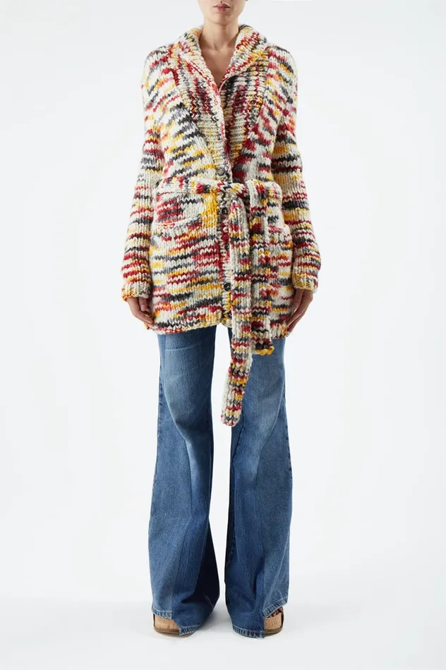 Women Cardigans Gabriela Hearst Moses Knit Cardigan In Space Dye Fire Multi Welfat Cashmere
