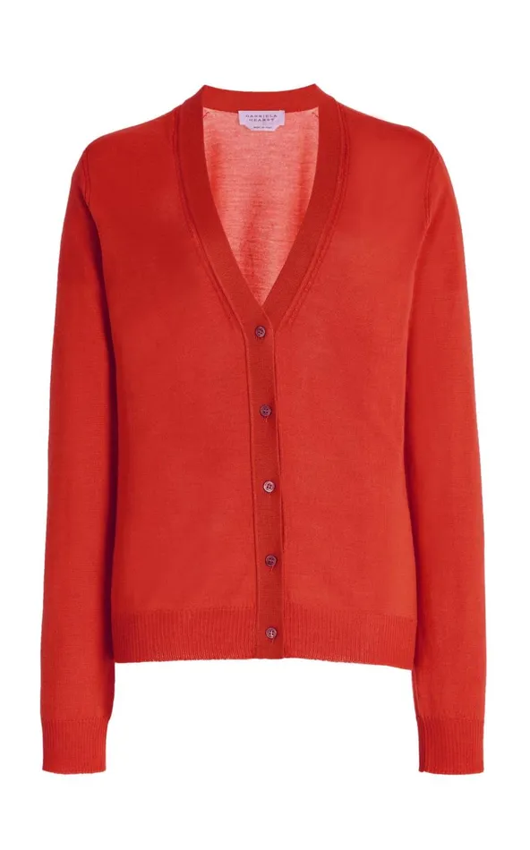 Women Cardigans Gabriela Hearst Tori Knit Cardigan In Red Topaz Cashmere Silk