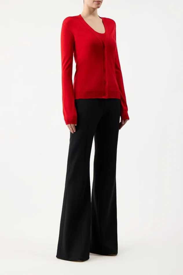 Women Cardigans Gabriela Hearst Tori Knit Cardigan In Red Topaz Cashmere Silk