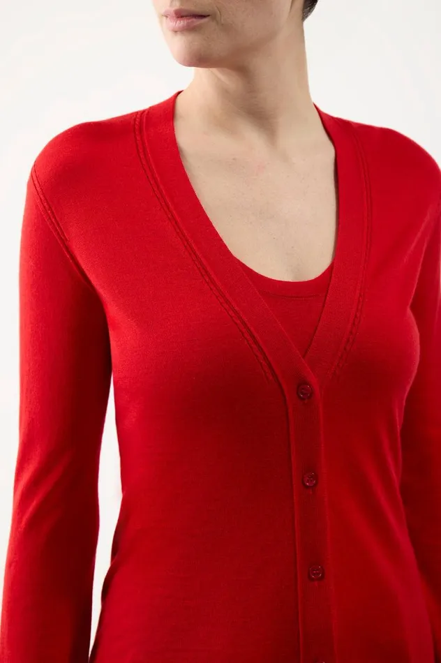 Women Cardigans Gabriela Hearst Tori Knit Cardigan In Red Topaz Cashmere Silk