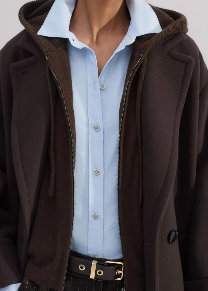 Women Cashmere Sleeveless Relaxed Zip Hoodie Espresso Brown MEEM