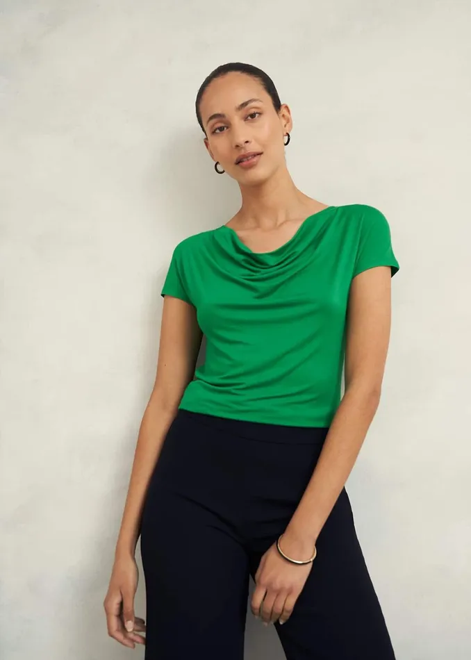 Women Cathy Cowl Neck Top Cilantro Green Hobbs Tops