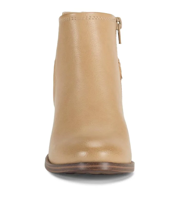 Women Charlotte Block Heel Bootie Camel Baretraps Booties