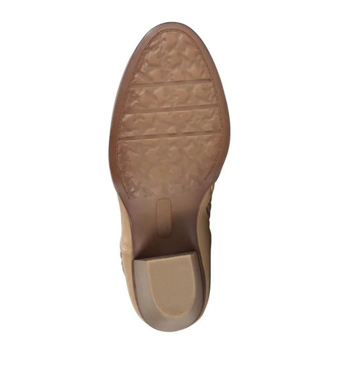 Women Charlotte Block Heel Bootie Camel Baretraps Booties
