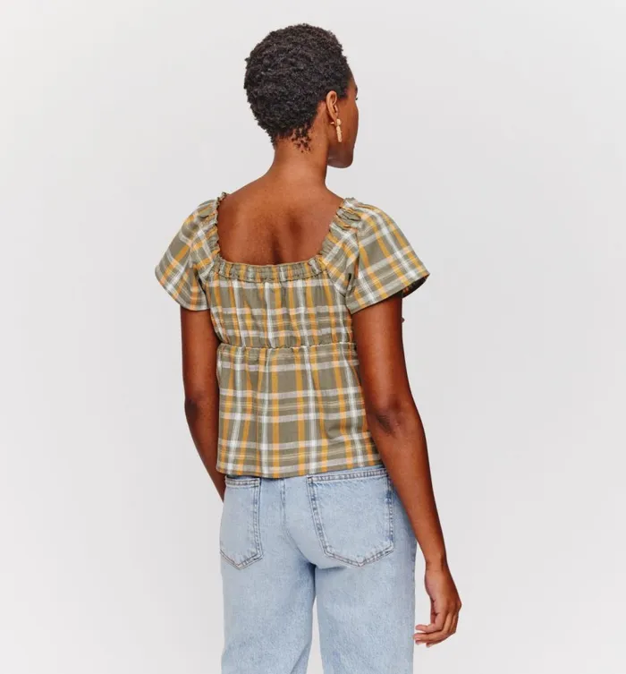 Women Checked Blouse 8211 Khaki Checks Promod Shirts And Tunics Women Checked Blouse 8211 Khaki Checks Promod Shirts And Tunics