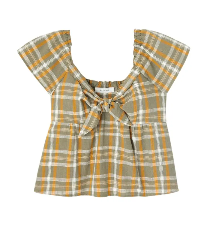 Women Checked Blouse 8211 Khaki Checks Promod Shirts And Tunics Women Checked Blouse 8211 Khaki Checks Promod Shirts And Tunics