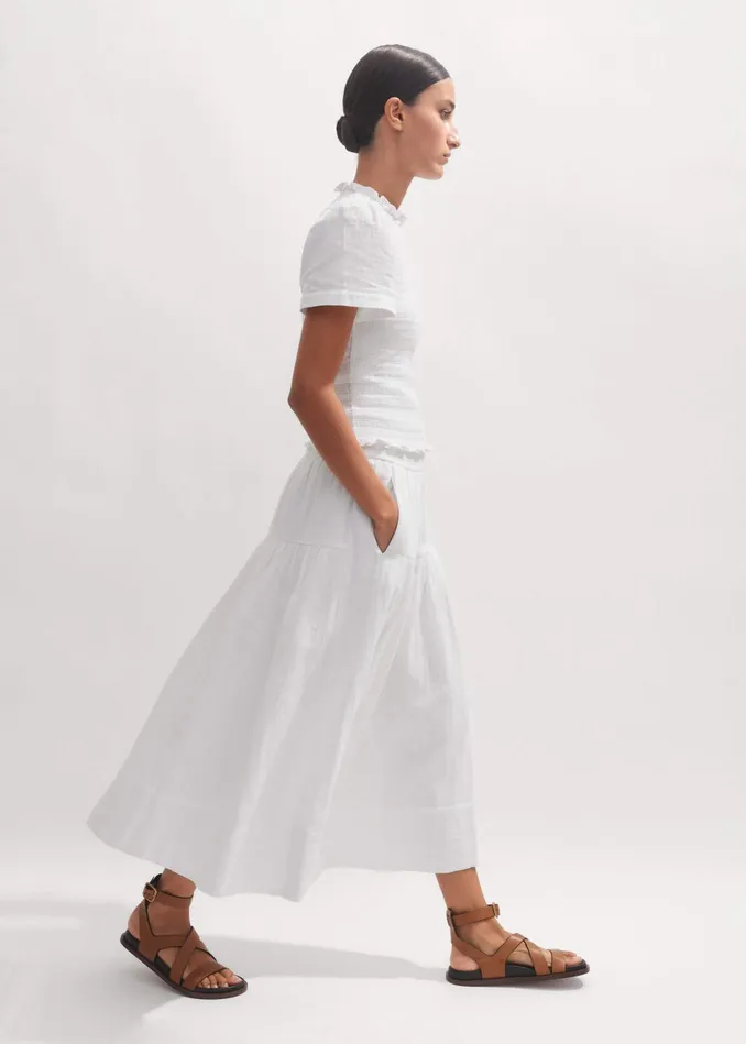 Women Cheesecloth Midi Skirt Soft White MEEM