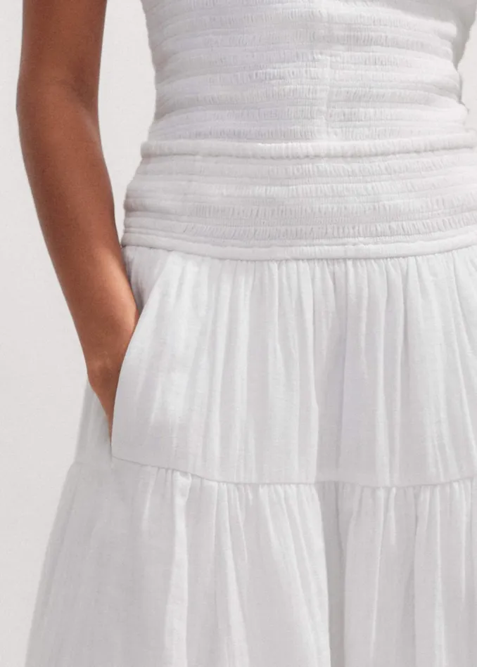 Women Cheesecloth Midi Skirt Soft White MEEM