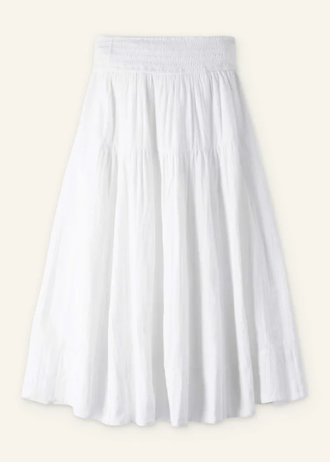 Women Cheesecloth Midi Skirt Soft White MEEM