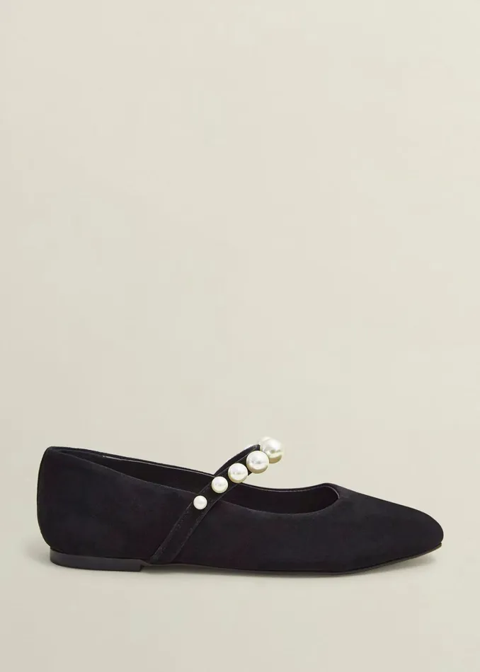 Women Chrissy Pearl Mary Janes Black Pearl Hobbs Ballerinas