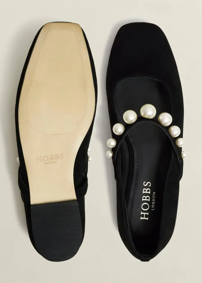 Women Chrissy Pearl Mary Janes Black Pearl Hobbs Ballerinas