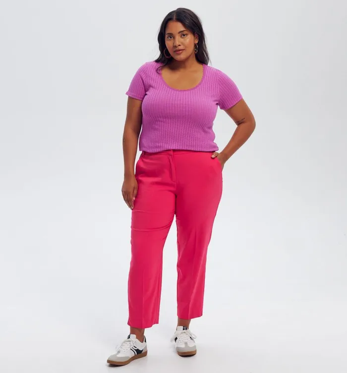 Women Cigarette Trousers 8211 Pink Promod Trousers Women Cigarette Trousers 8211 Pink Promod Trousers