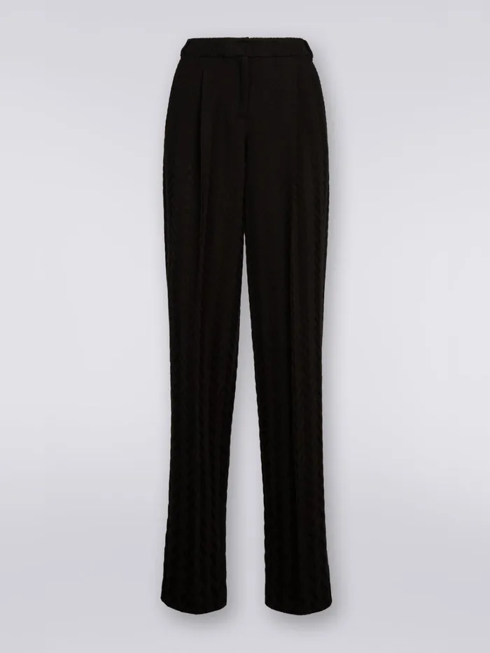 Women Classic Trousers With Raschel Chevron Design Black Missoni Trousers