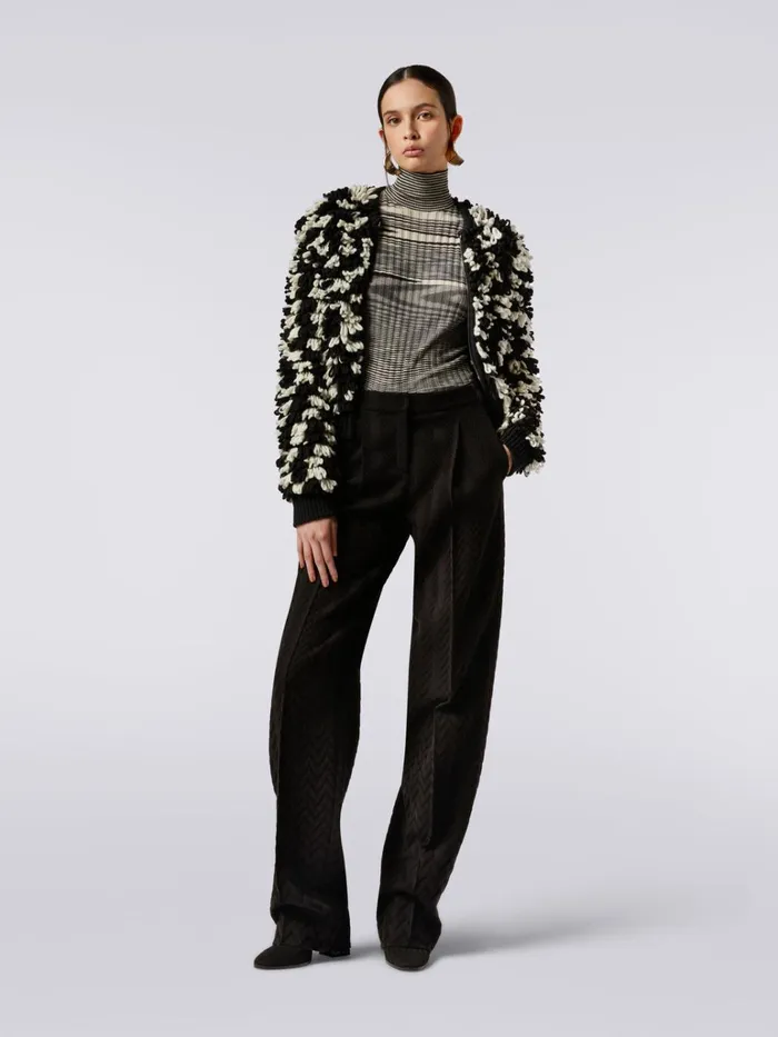 Women Classic Trousers With Raschel Chevron Design Black Missoni Trousers Women Classic Trousers With Raschel Chevron Design Black Missoni Trousers