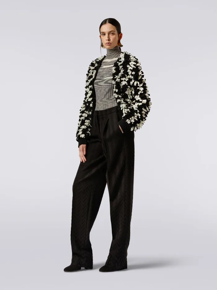 Women Classic Trousers With Raschel Chevron Design Black Missoni Trousers Women Classic Trousers With Raschel Chevron Design Black Missoni Trousers