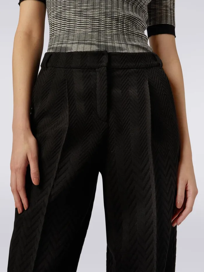 Women Classic Trousers With Raschel Chevron Design Black Missoni Trousers Women Classic Trousers With Raschel Chevron Design Black Missoni Trousers