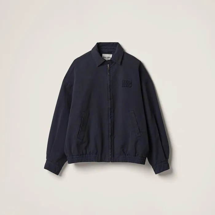 Women Coats And Jackets Miu Miu Gabardine Blouson Jacket Navy