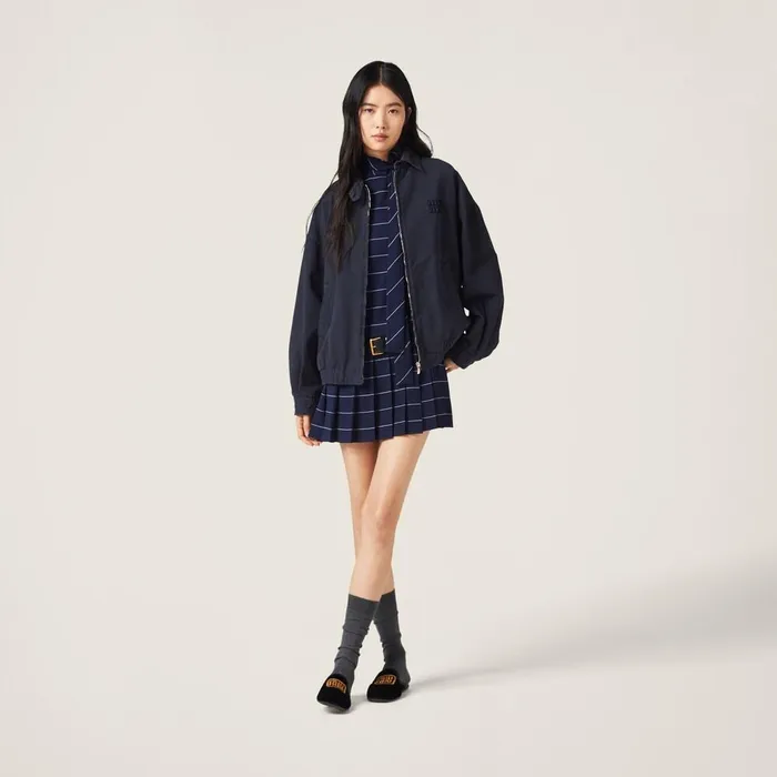 Women Coats And Jackets Miu Miu Gabardine Blouson Jacket Navy