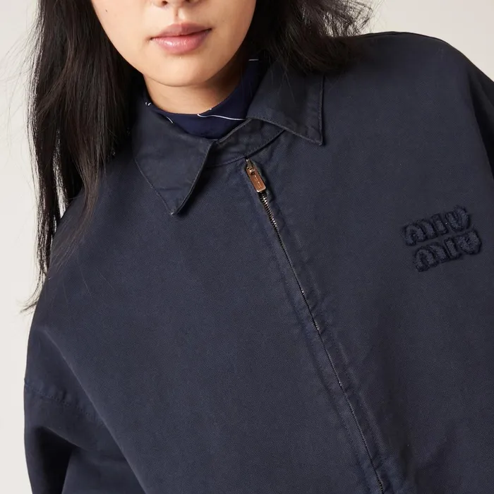 Women Coats And Jackets Miu Miu Gabardine Blouson Jacket Navy