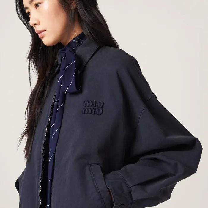 Women Coats And Jackets Miu Miu Gabardine Blouson Jacket Navy