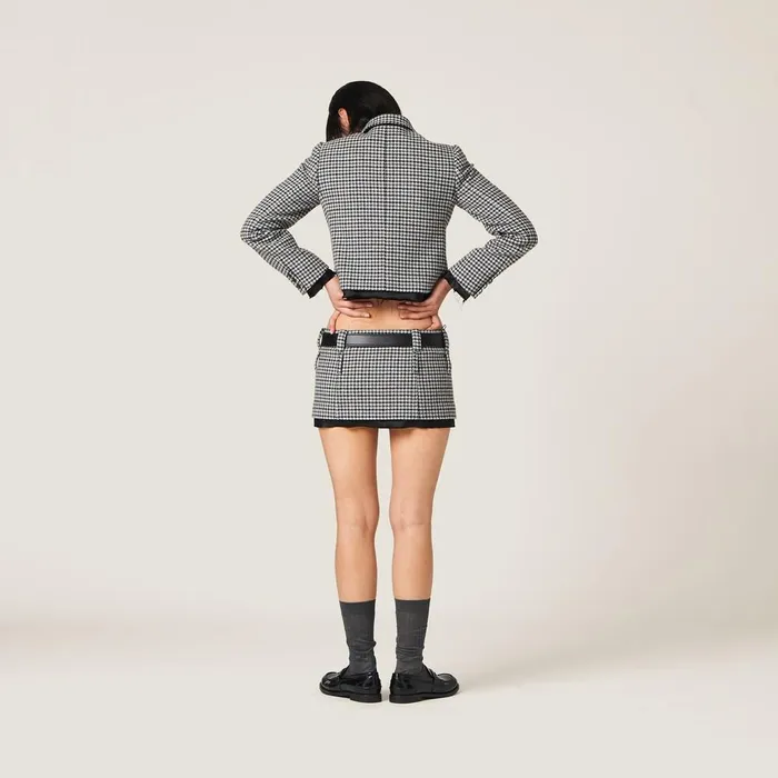 Women Coats And Jackets Miu Miu Singlebreasted Houndstooth Check Jacket Grayblack Women Coats And Jackets Miu Miu Singlebreasted Houndstooth Check Jacket Grayblack