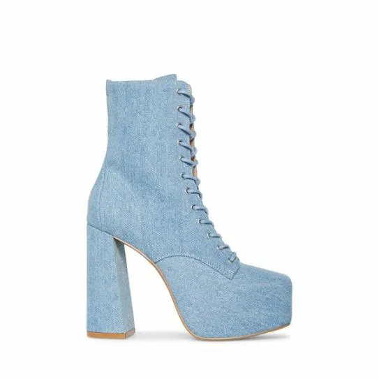 Women CONFIDENT DENIM FABRIC Denim Fabric Steve Madden Boots and Booties