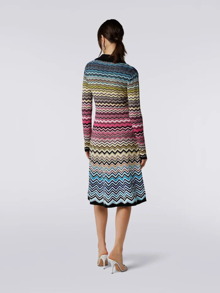 Women Cotton And Viscose Chevron Longuette Dress Multicoloured Missoni Dresses
