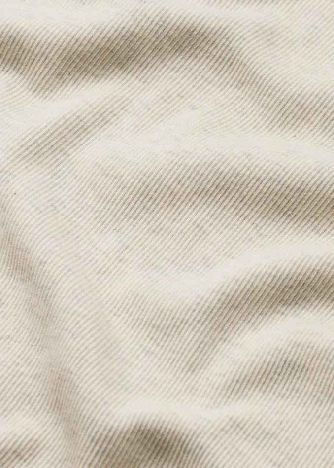 Women Cotton Rib Long Sleeve Top Cream Melange MEEM
