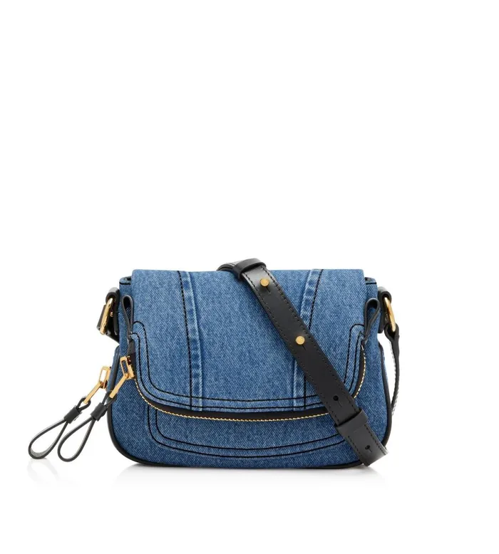 Women Cross Body Bags Tom Ford Denim Jennifer Mini Bag Washed Blue Black