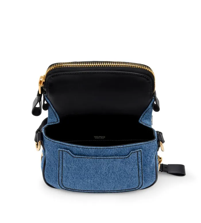 Women Cross Body Bags Tom Ford Denim Jennifer Mini Bag Washed Blue Black Women Cross Body Bags Tom Ford Denim Jennifer Mini Bag Washed Blue Black