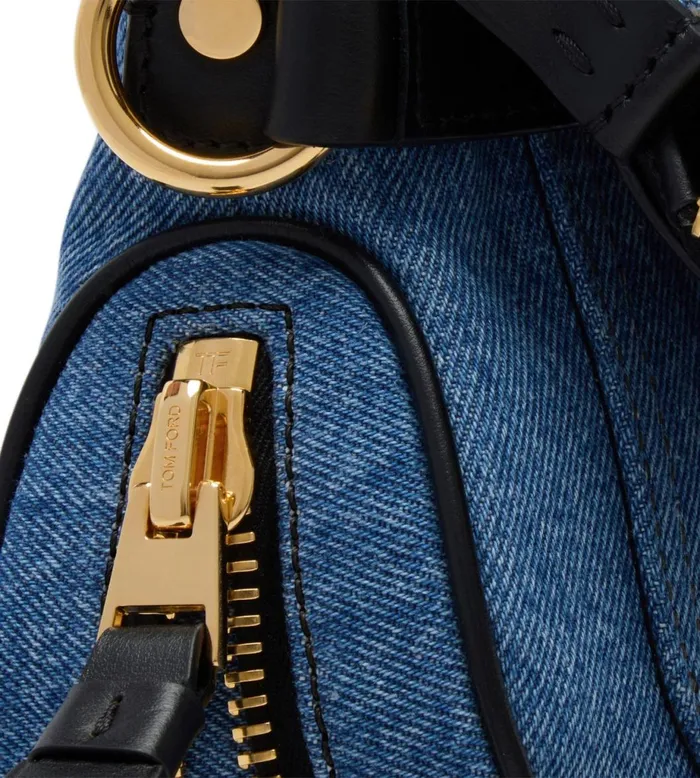 Women Cross Body Bags Tom Ford Denim Jennifer Mini Bag Washed Blue Black Women Cross Body Bags Tom Ford Denim Jennifer Mini Bag Washed Blue Black