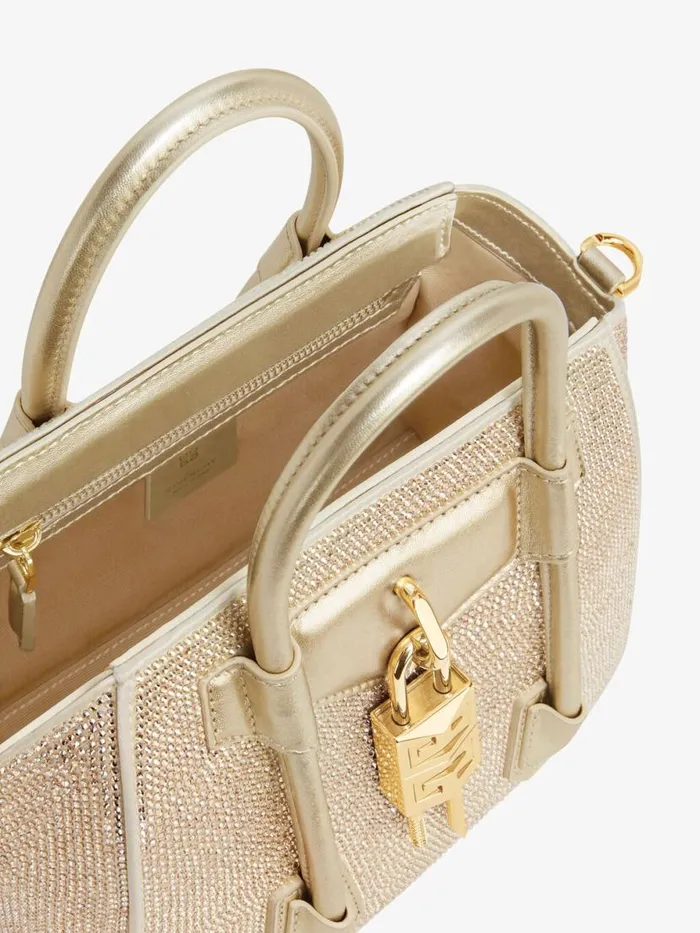 Women Crossbody Bags Givenchy Mini Antigona Lock Bag In Satin With Strass Blond Women Crossbody Bags Givenchy Mini Antigona Lock Bag In Satin With Strass Blond