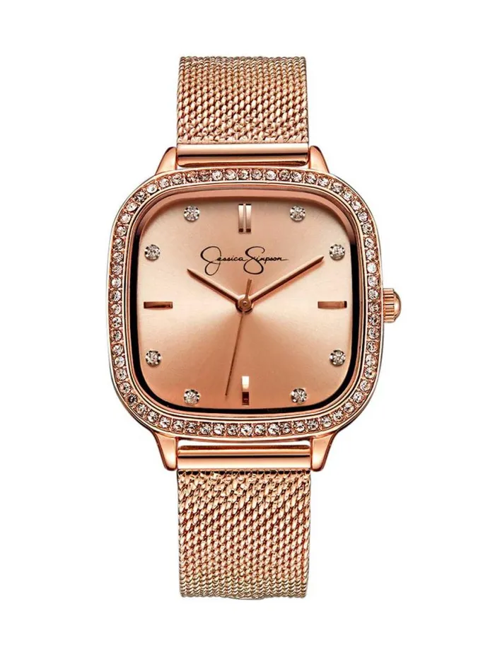 Women Crystal Bezel Mesh Watch In Rose Gold Tone Jessica Simpson Watches