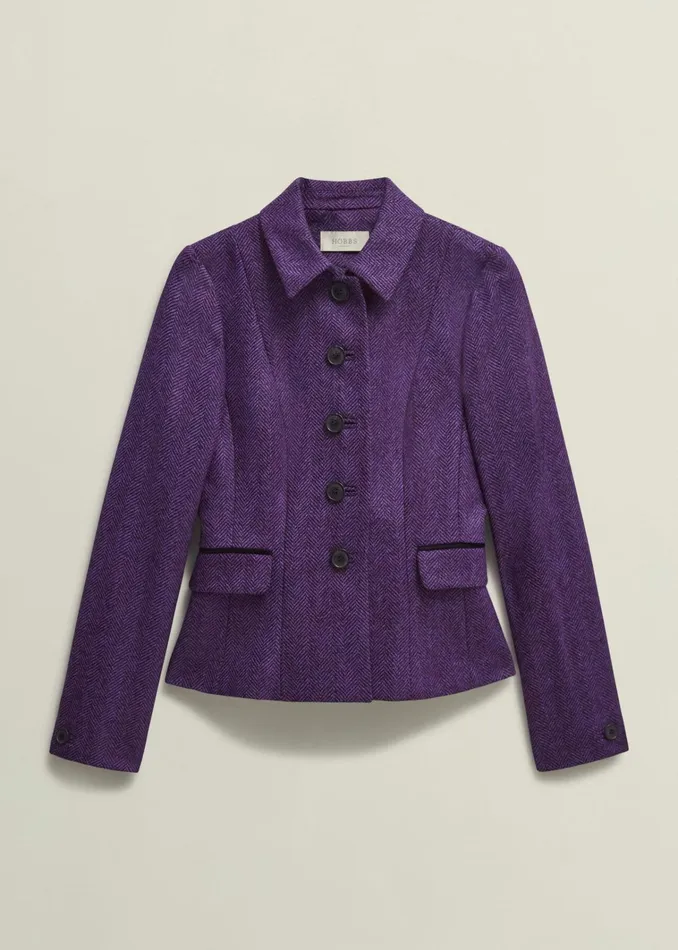 Women Daniella Wool Jacket Purple Multi Hobbs Coats and Jackets
