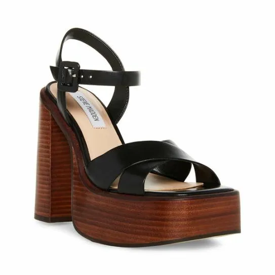Women DAYANA BLACK LEATHER Black Leather Steve Madden Heels Women DAYANA BLACK LEATHER Black Leather Steve Madden Heels