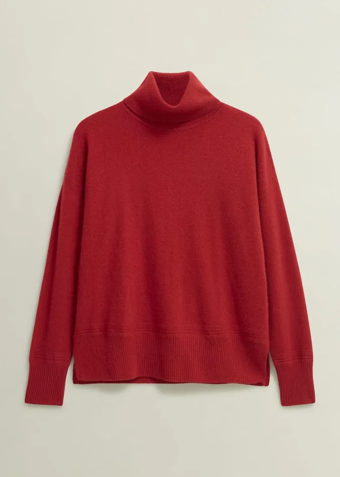 Women Delora Cashmere Roll Neck Jumper Pomegranate Red Hobbs Jumpers and Cardigans