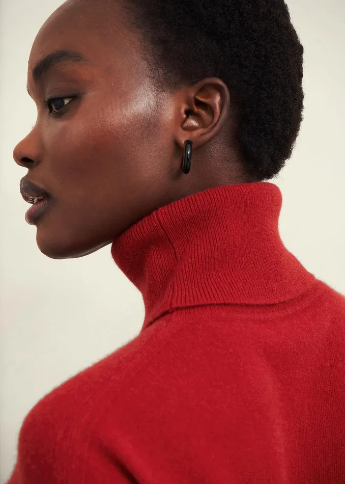 Women Delora Cashmere Roll Neck Jumper Pomegranate Red Hobbs Jumpers and Cardigans