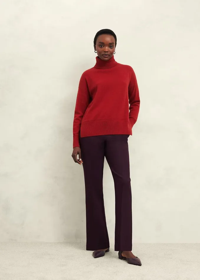 Women Delora Cashmere Roll Neck Jumper Pomegranate Red Hobbs Jumpers and Cardigans
